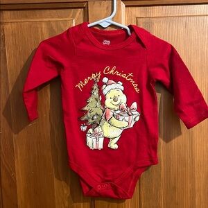 Disney Red Merry Christmas Winnie the Pooh Bodysuit
